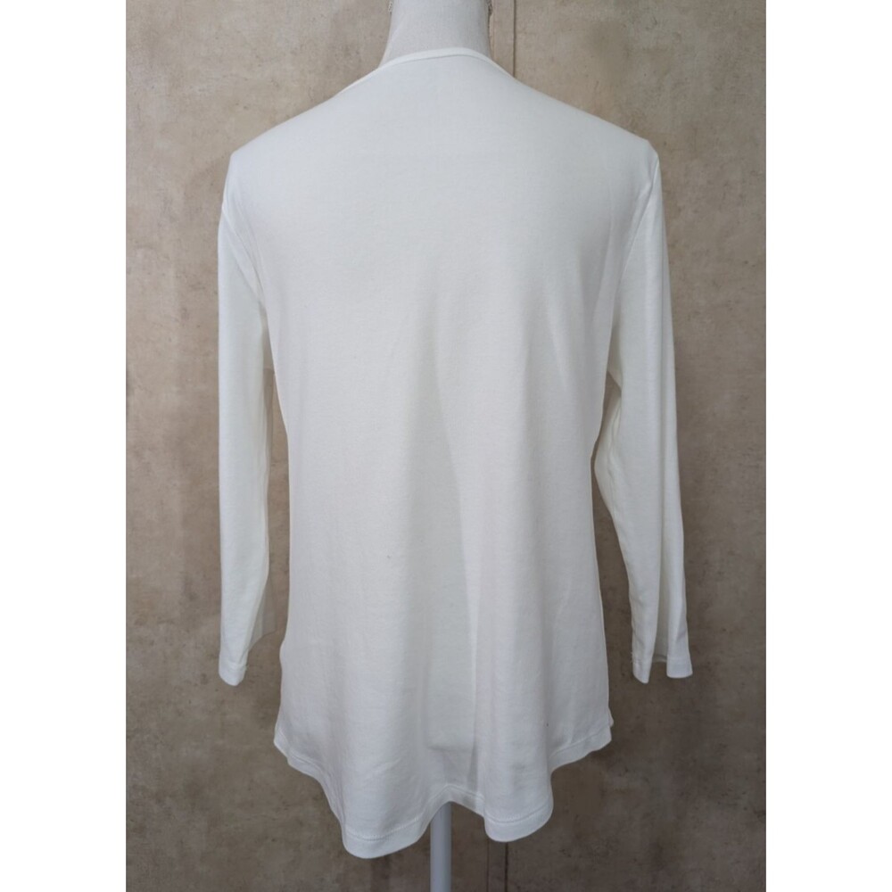 Kim Rogers Top Womens L White V Neck 3/4 Sleeve Pullover Casual Cotton - Picture 3 of 9